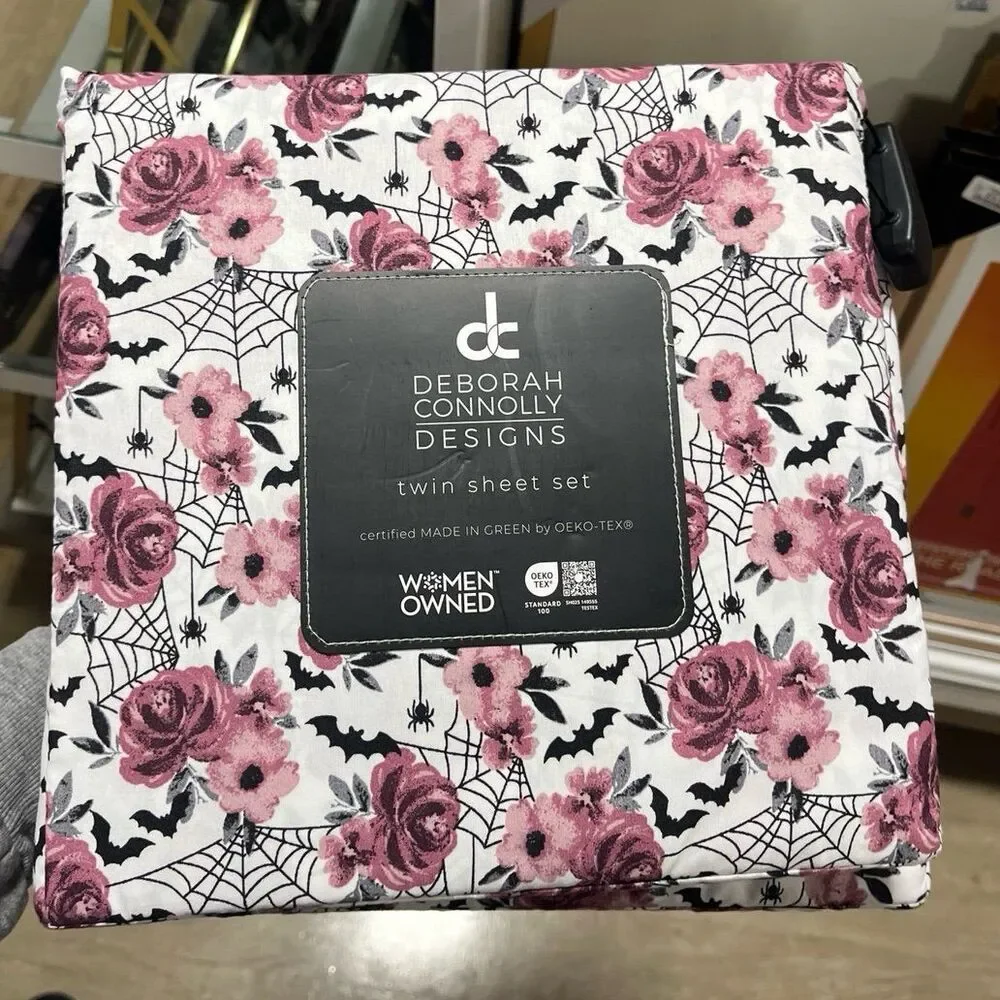 Deborah Connolly Designs Halloween Floral Spider Bats Sheet Set (Twin)